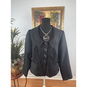 Giorgio Sant'Angelo Blazer Women's 14W Black Metallic Cocktail Lapel Shawl Fairy